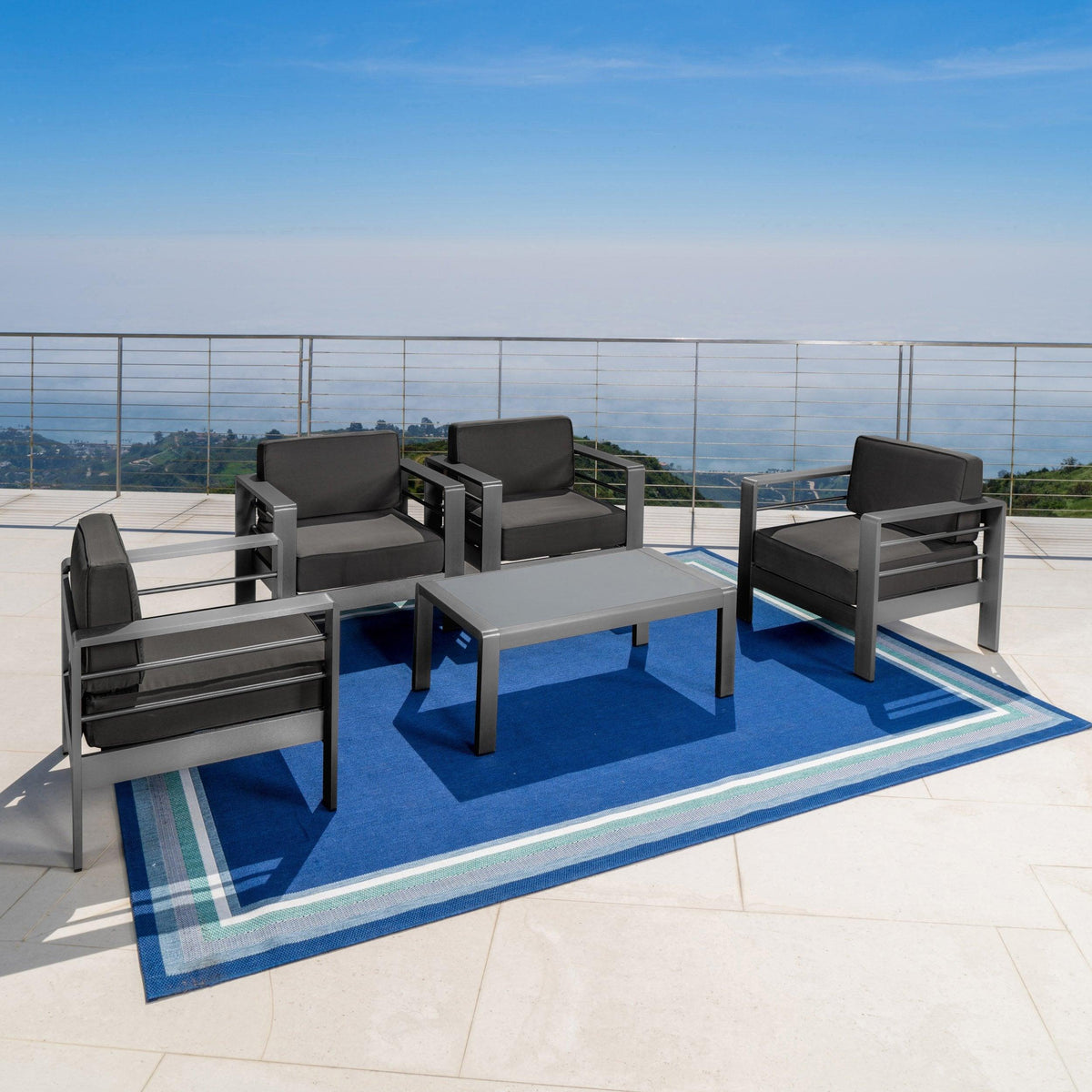 Stark Home Cape Coral Outdoor 5Pc Club Chair Chat Set