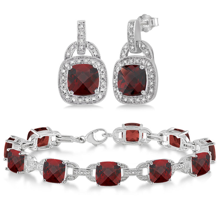 Jilco Inc Garnet Bracelet & Earring Set