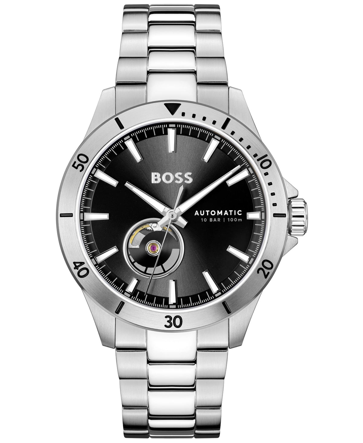 HUGO BOSS Boss Troper Automatic Gents. Stainless Steel Case and bracelet. Black Dial.