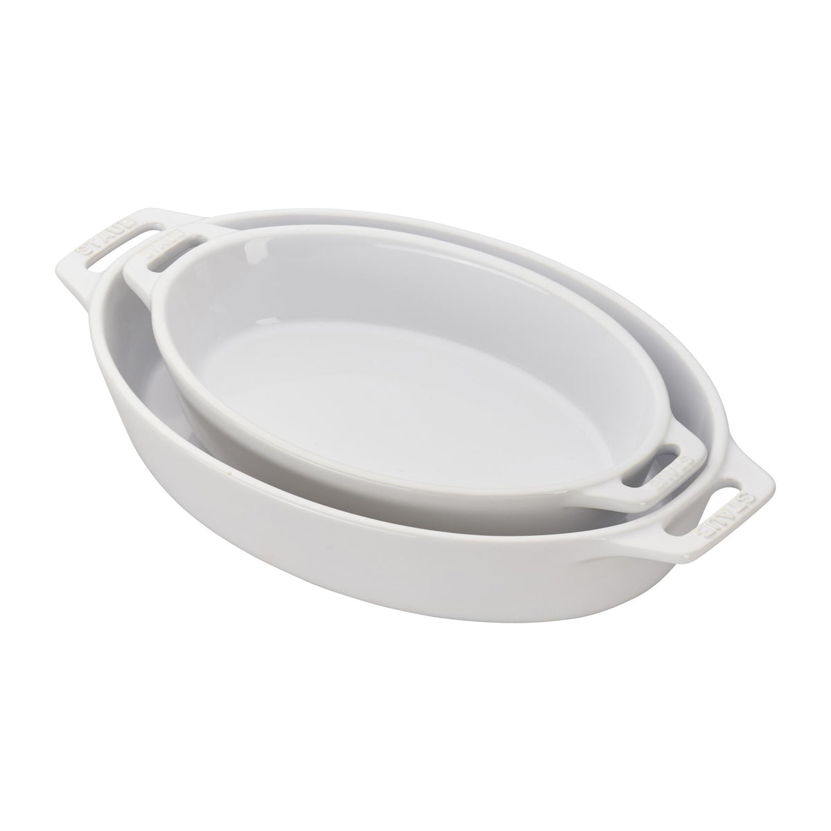 Staub 2pc Ceramics Oval Baking Dish Set White