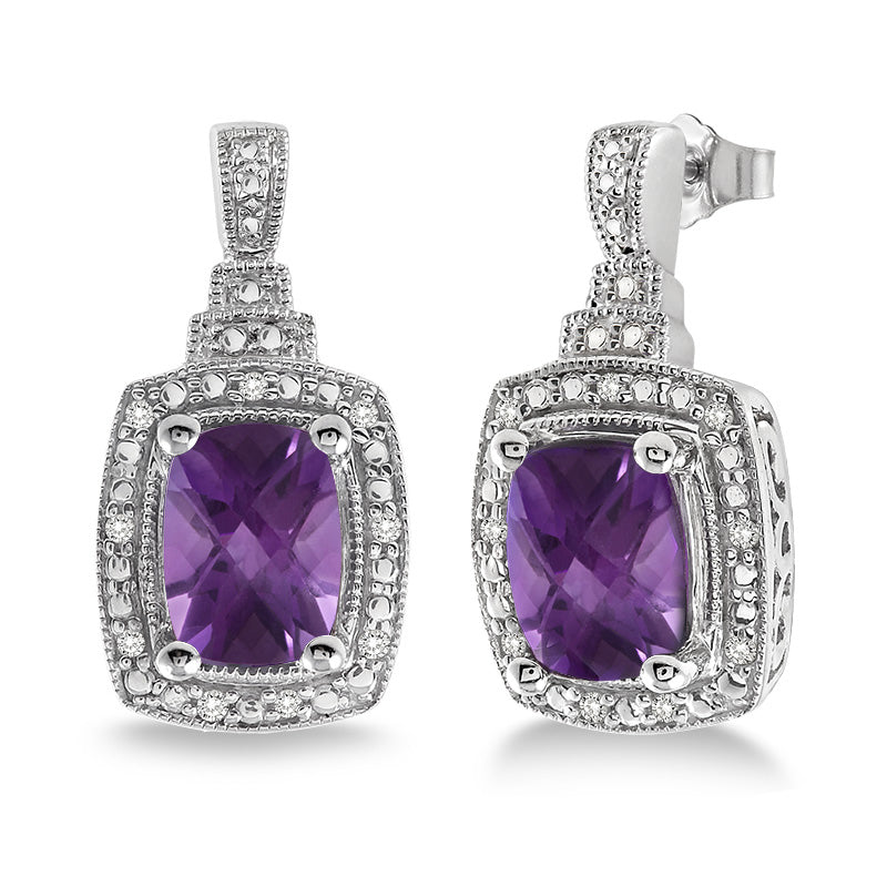 Jilco Inc Amethyst & Diamond Earrings