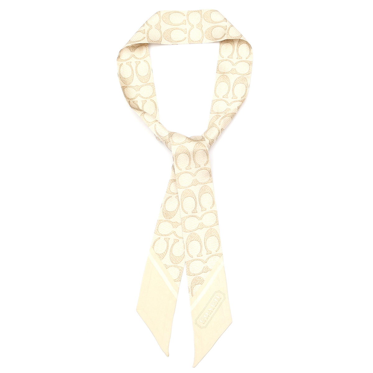 COACH Vintage Signature C Printed Silk Skinny Scarf - Chalk