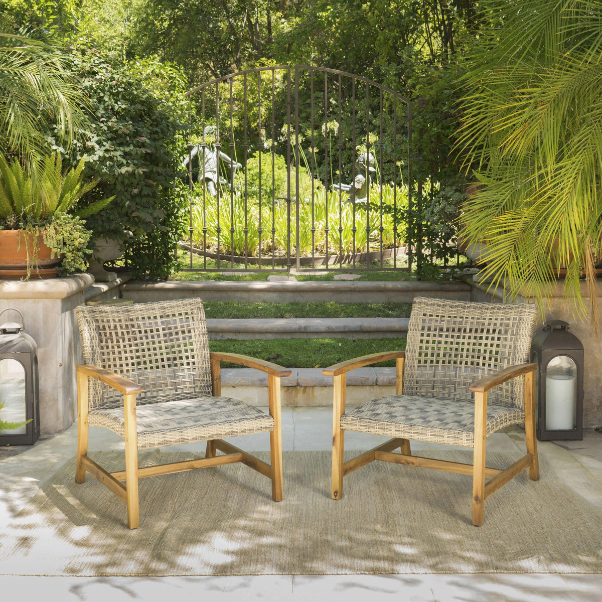 Stark Home Hampton Outdoor Mid Century Wicker Club Chairs