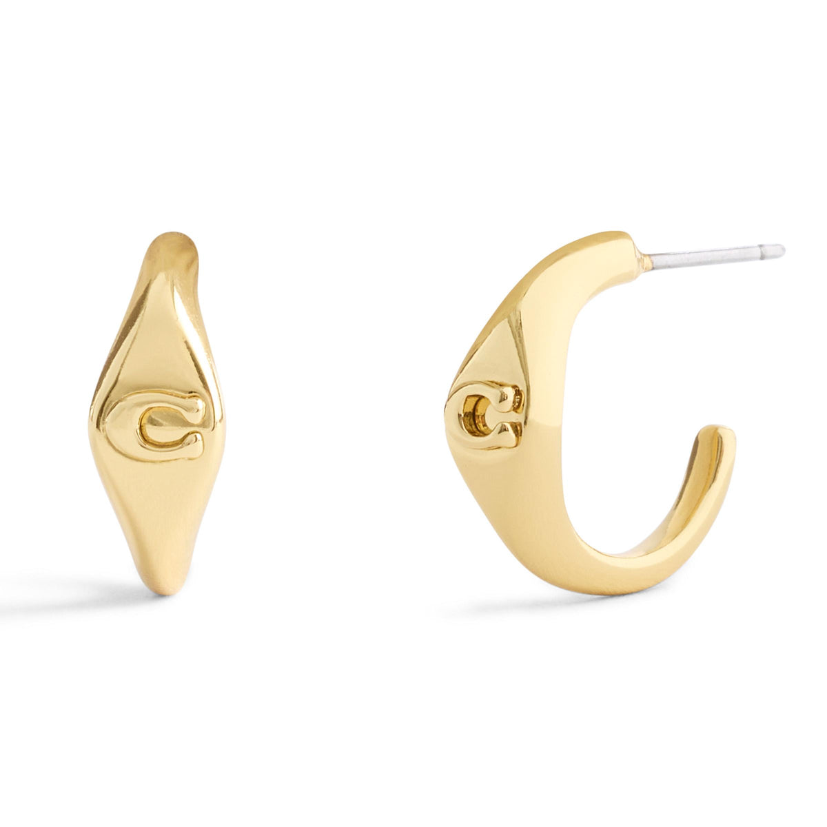 COACH Signature Signet Huggie Earrings - Gold