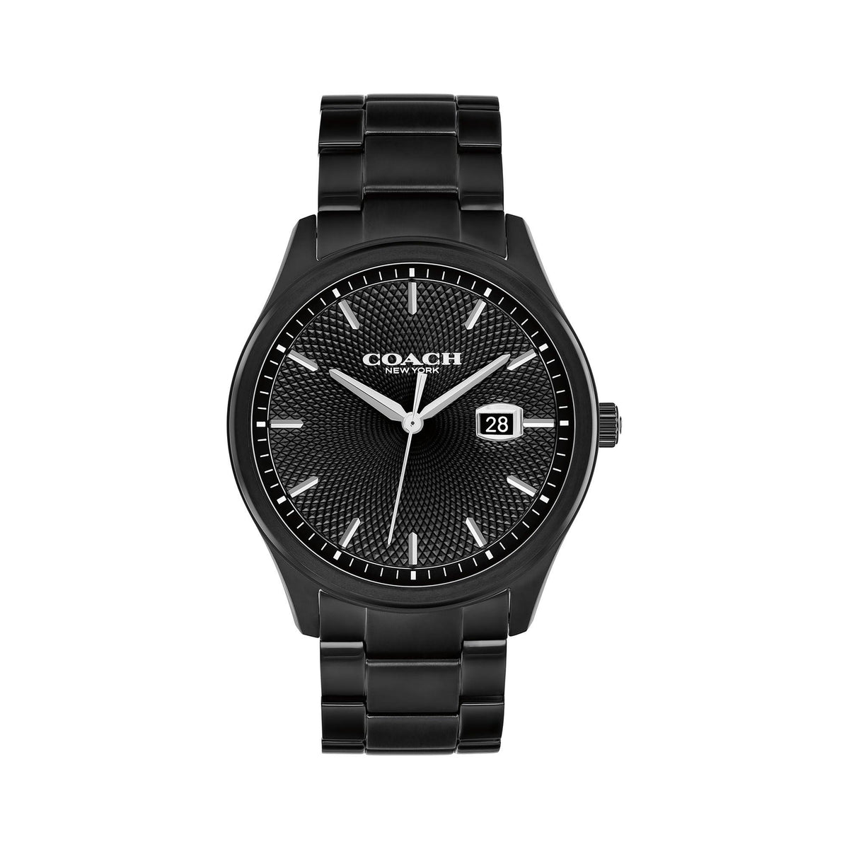 Coach Mens Oliver Black Ion-Plated Stainless Steel Watch Black Dial