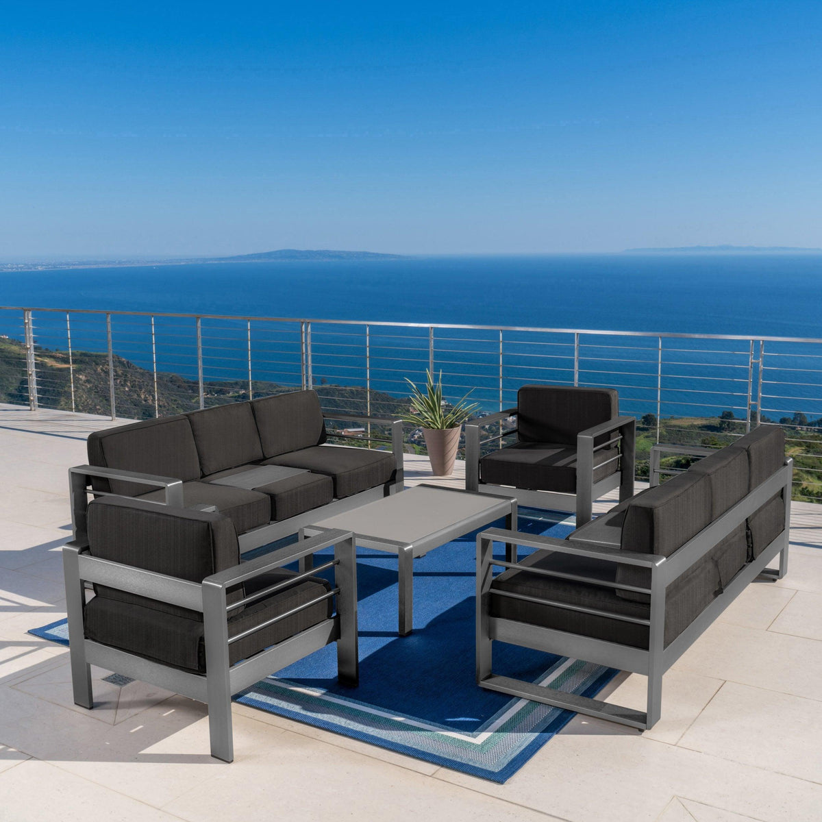 Stark Home Cape Coral Outdoor Aluminum 5Pc Cushioned Chat Set