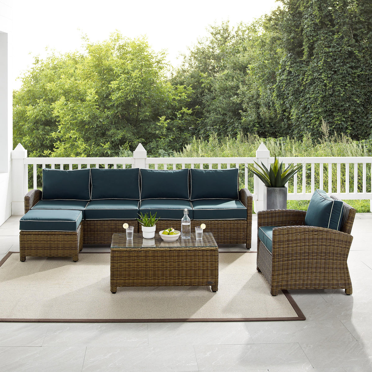 Crosley Outdoor Bradenton 5Pc Wicker Outdoor Sectional Patio Furniture Set