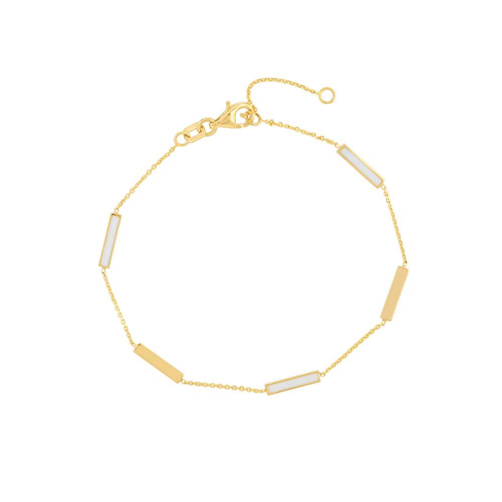 HAWLEY ST White Enamel Alternating Bar 7.5" Bracelet
