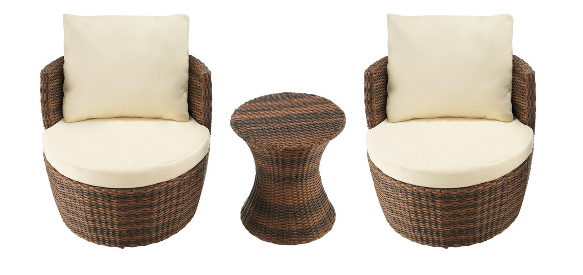 W Unlimited Romantic Collection - Outdoor 3-Piece Bistro Set - Dark Brown & Beige