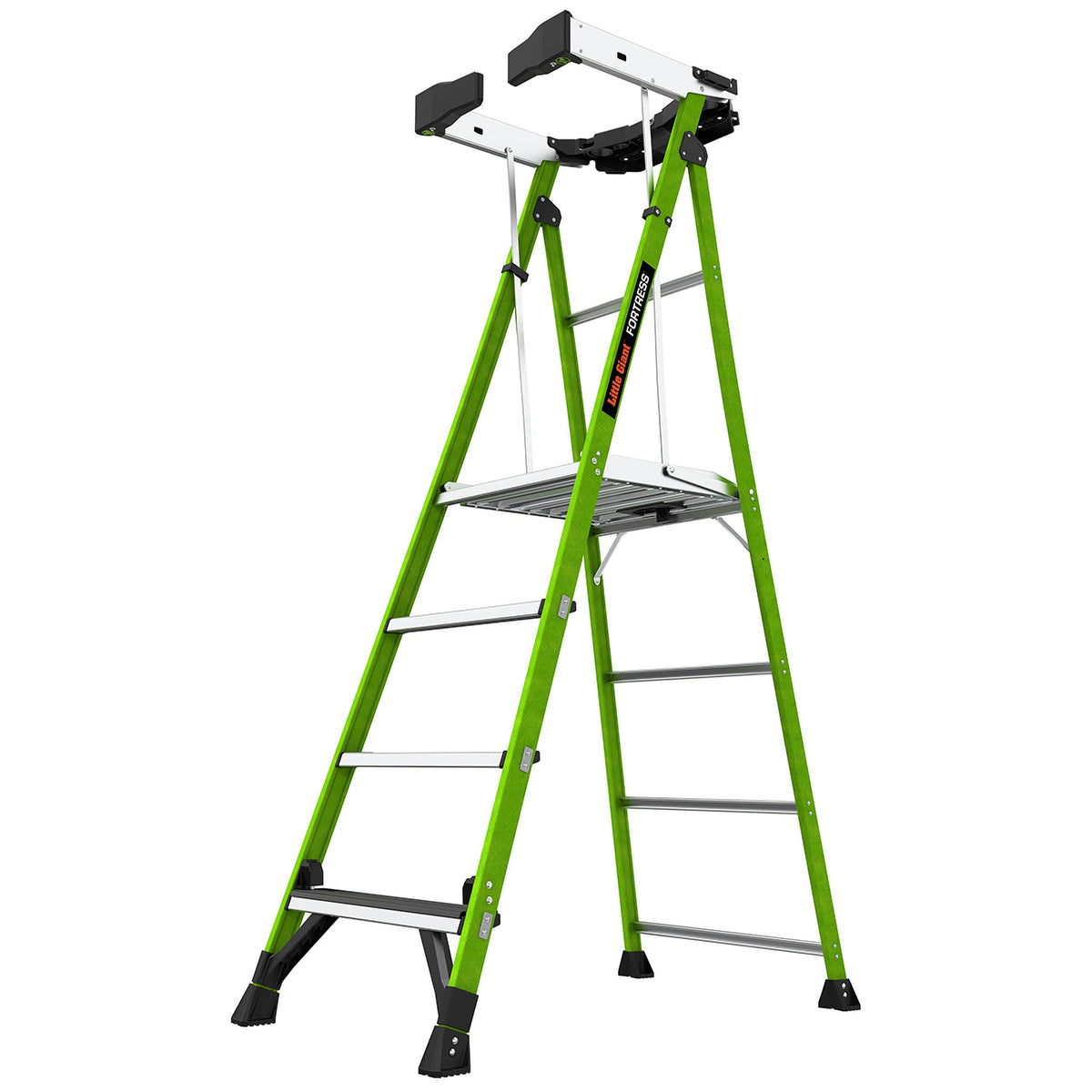 Little Giant FORTRESS 4ft Fiberglass Platform Ladder w/ Wraparound & Ground Cue
