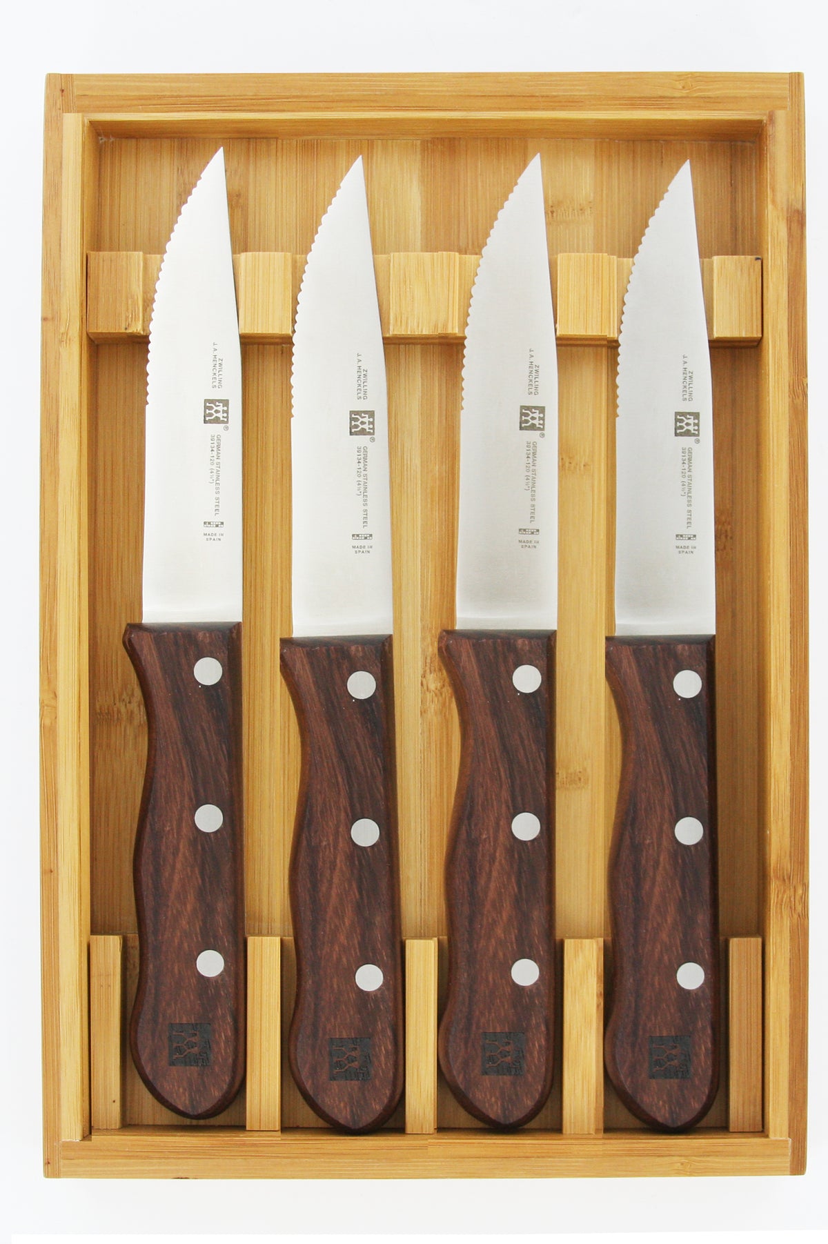 JA Henckels Zwilling 4-Piece Steakhouse Steak Knife Set with Storage Case