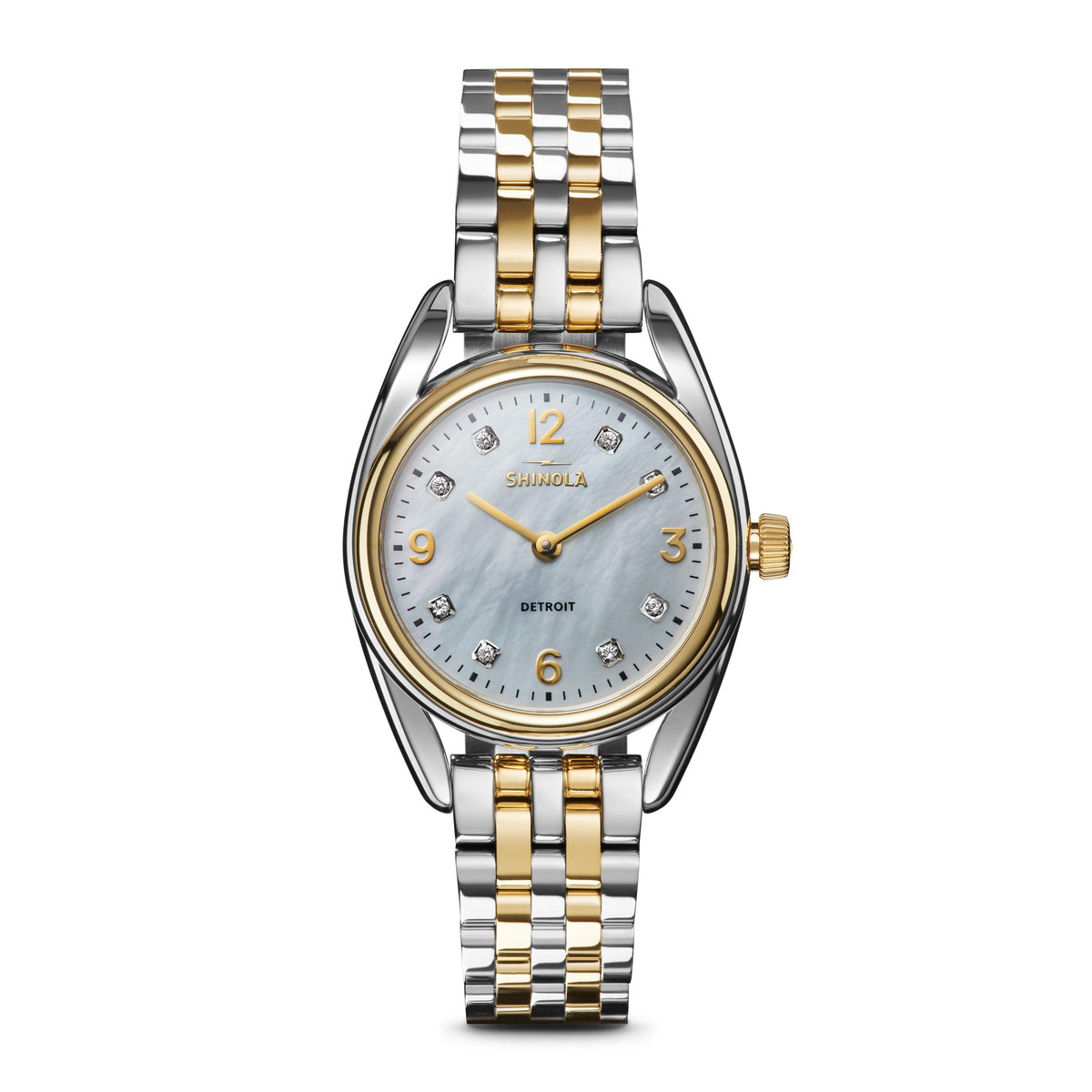 Shinola Ladies Diamond Derby Two-Tone STainless Steel Watch MOP Dial