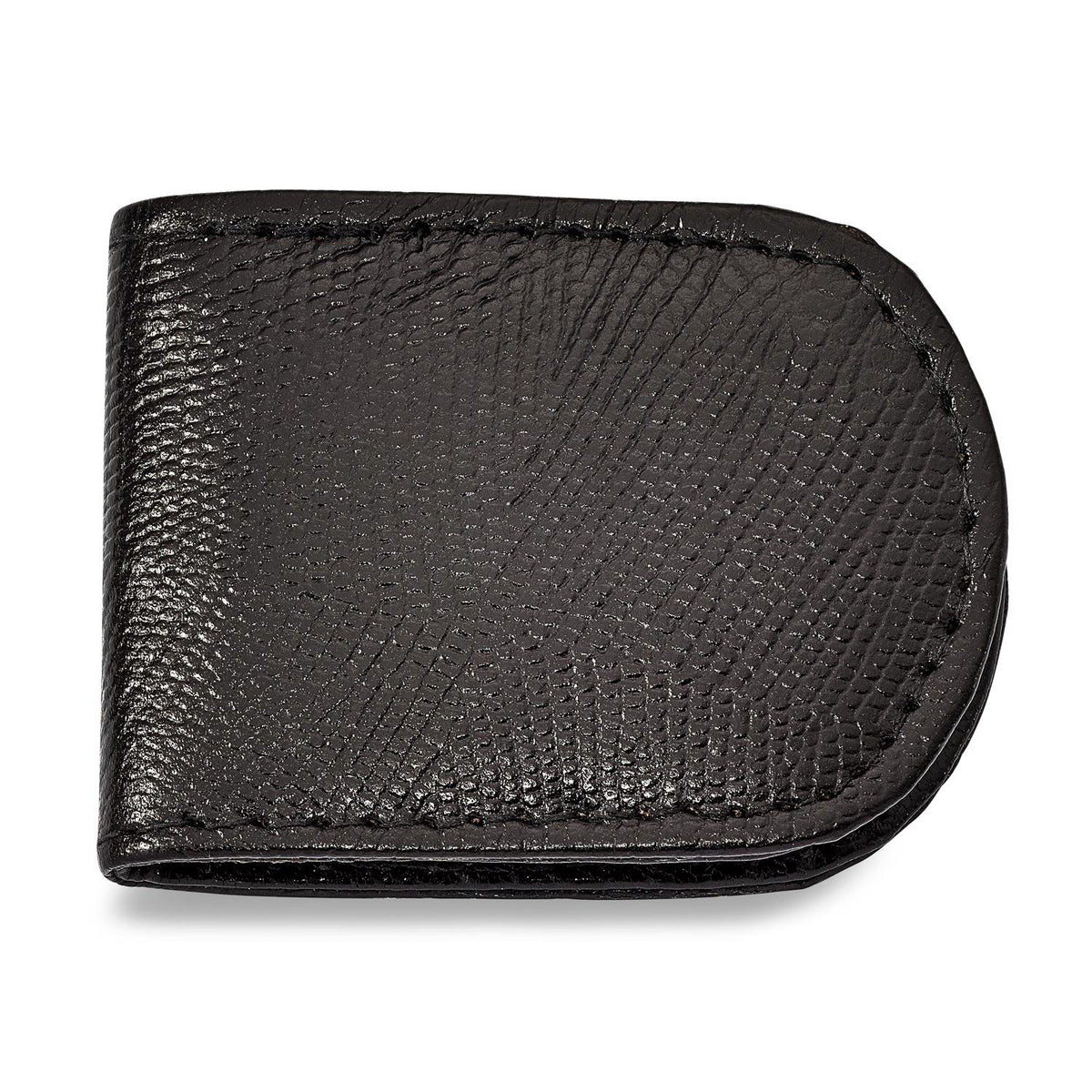 Distinctive Gifts Black Leather Lizard Grain Money Clip