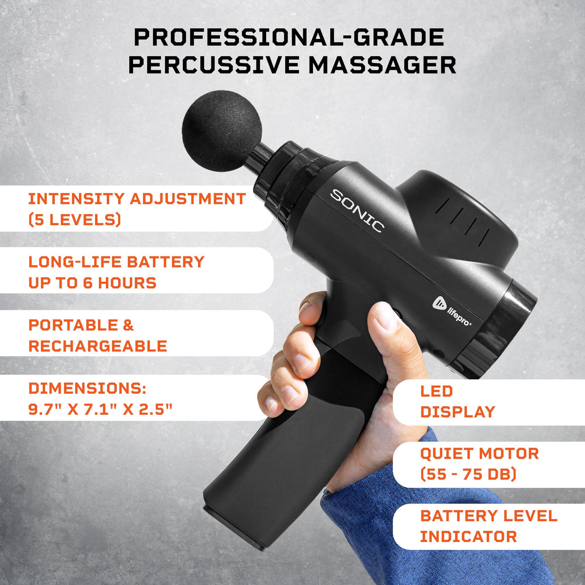 Lifepro Fitness Sonic Massage Gun Black
