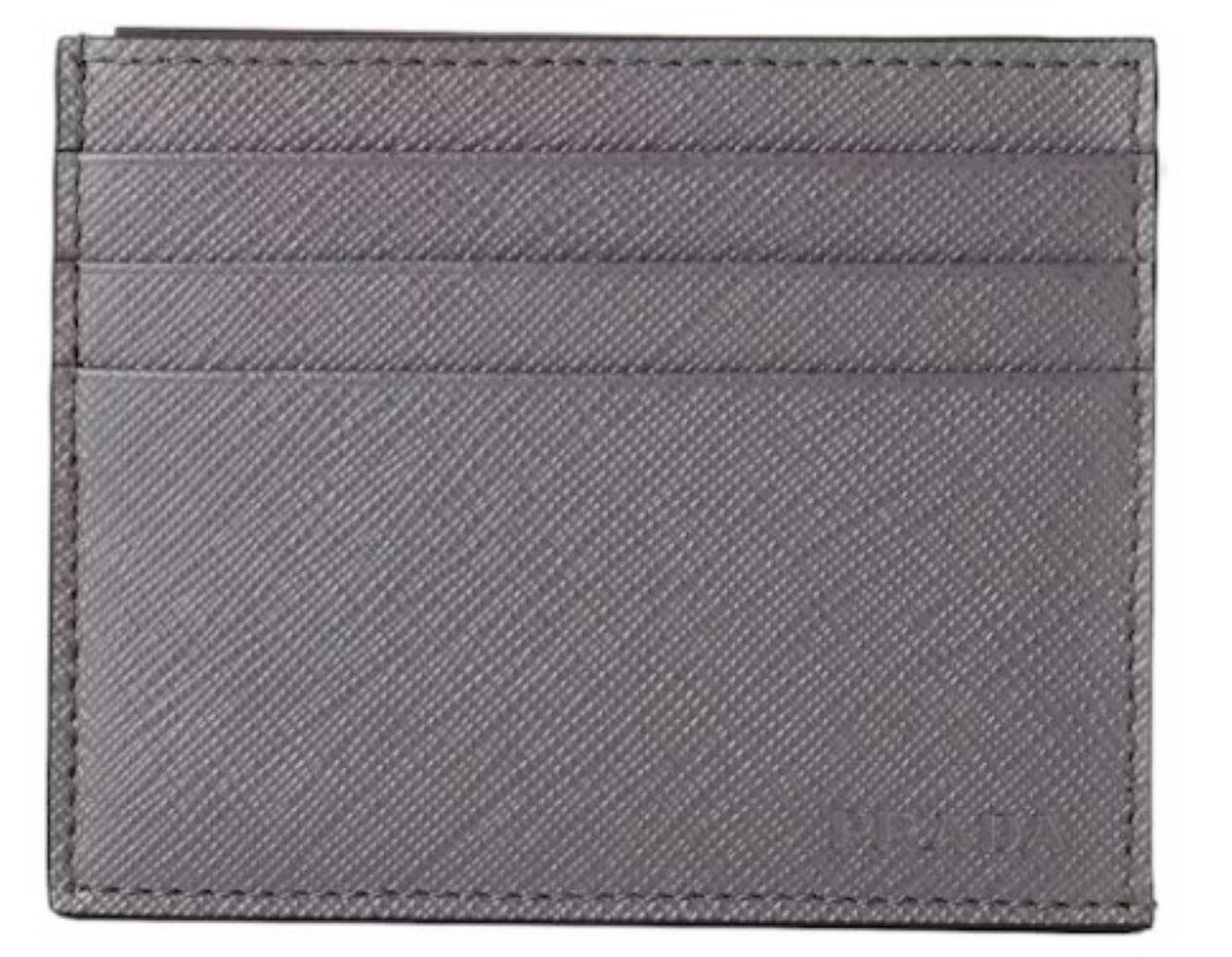 Prada Leather Accessories Men's Saffiano 4 Slot Leather Card Holde Size 3.14"x3.93