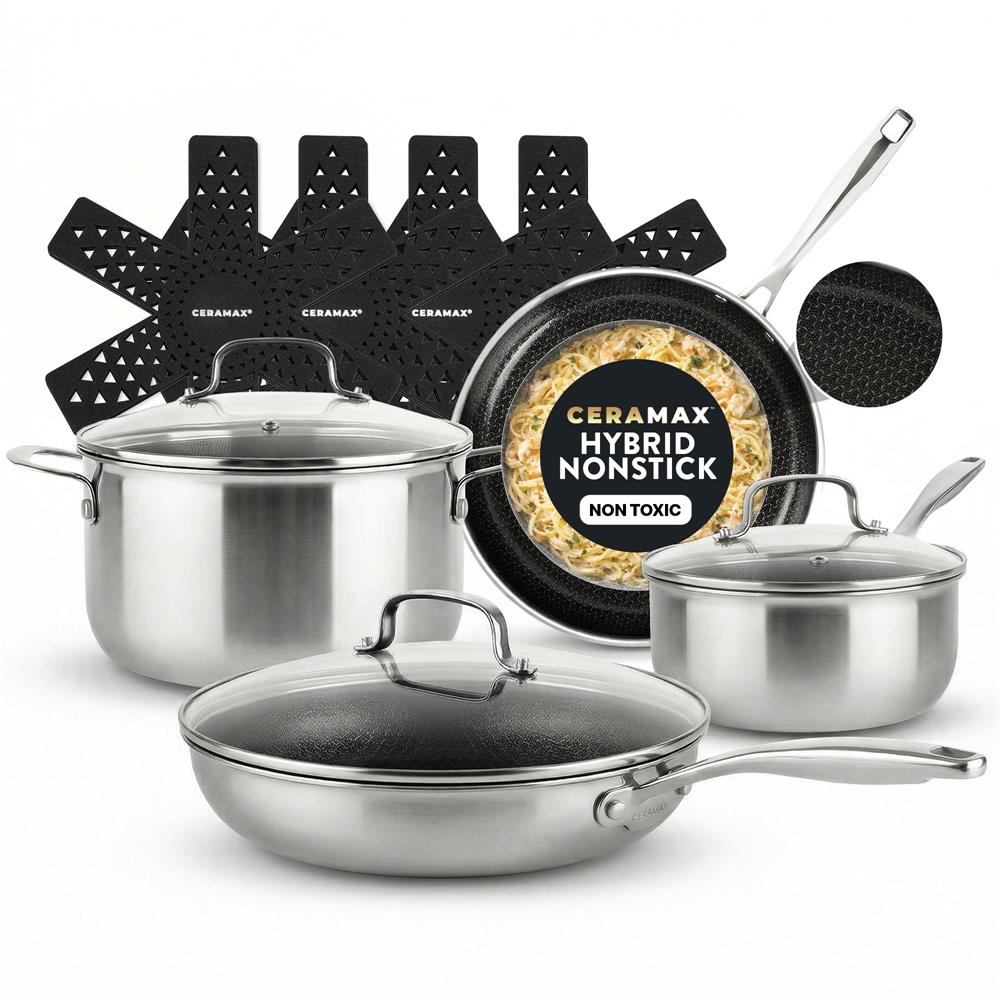 Ceramax Cookware Stainless Steel & Ceramic Cookware Set Size 12 Pieces