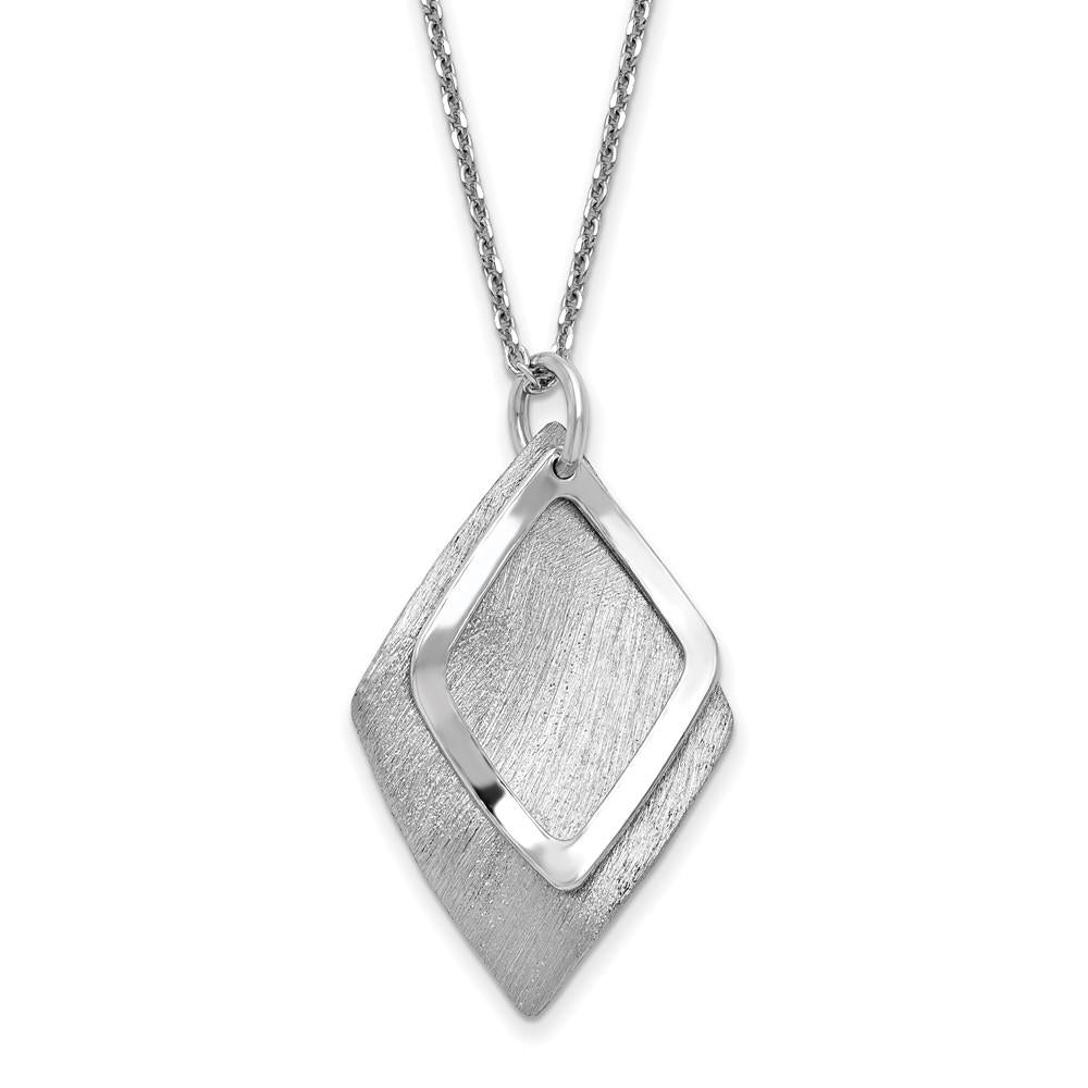 Distinctive Radiant Essence Sterling Silver Rhodium-plated Brushed Necklace