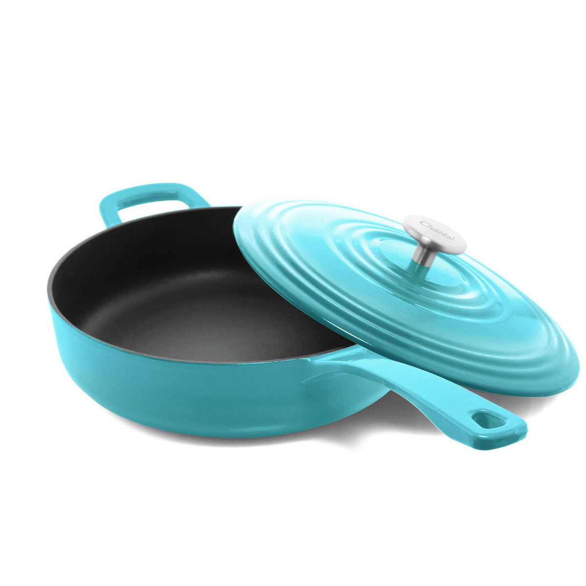 Chantal 4 qt Round Cast Iron Skillet w/ Lid Marigold