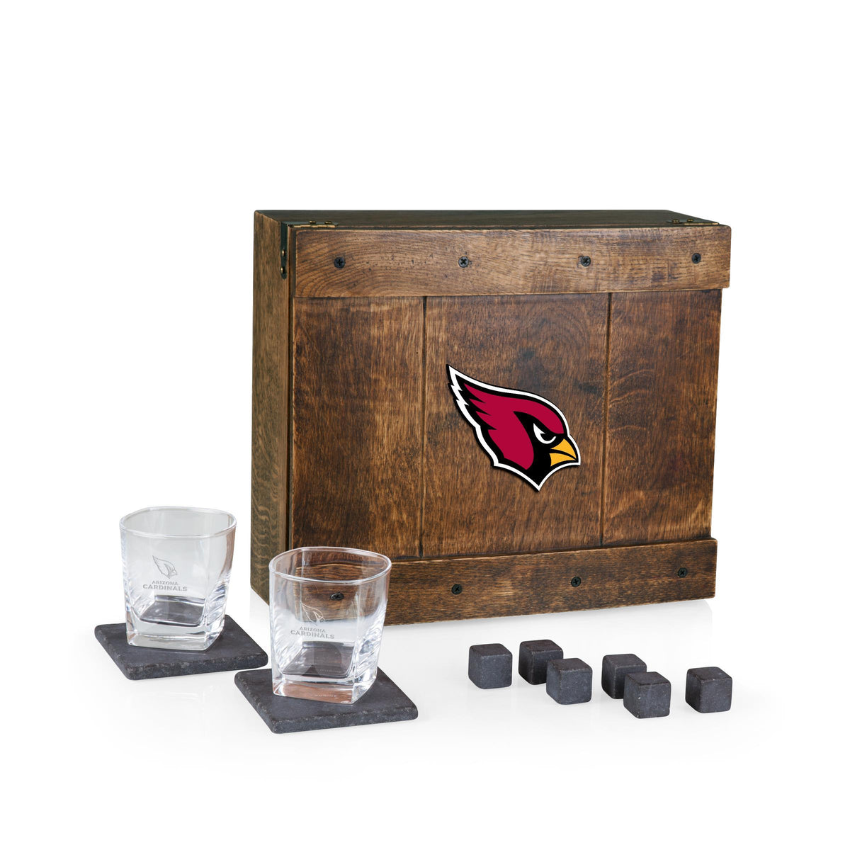 Picnic Time Arizona Cardinals - Whiskey Box Gift Set, (Oak Wood)