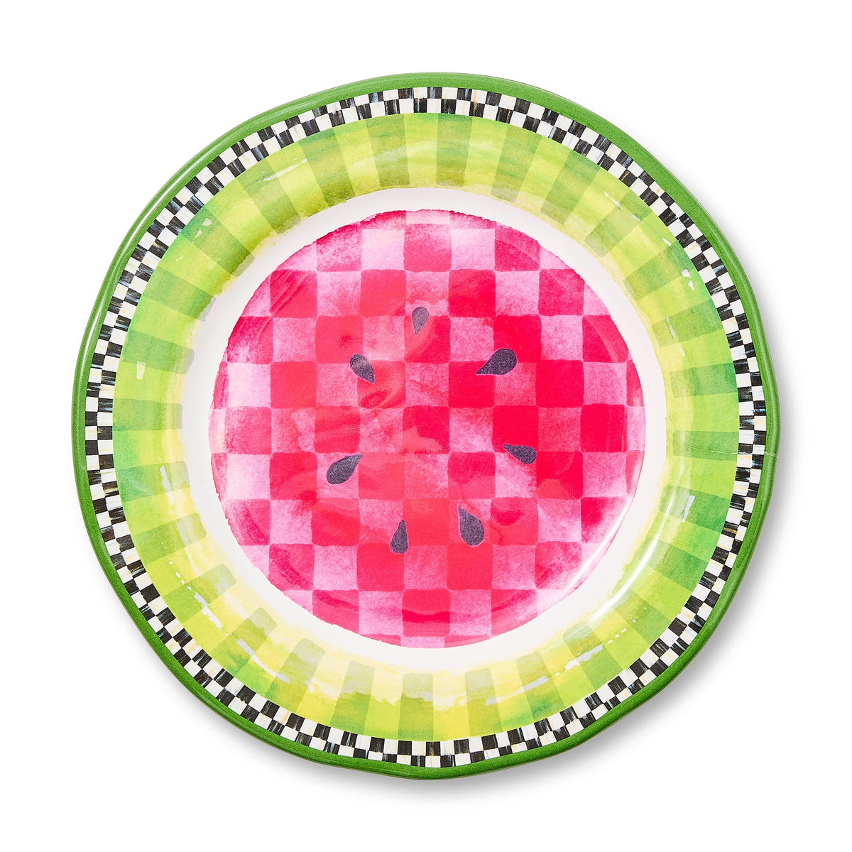 MacKenzie-Childs Green Marble Check Melamine Salad Plates, Set of 4