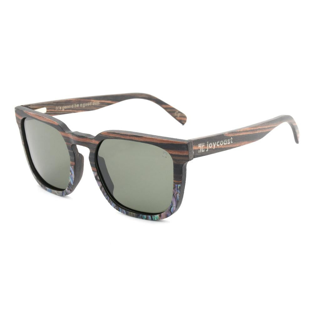 Joycoast Lush Ebony White Seashell Wooden Sunglasses