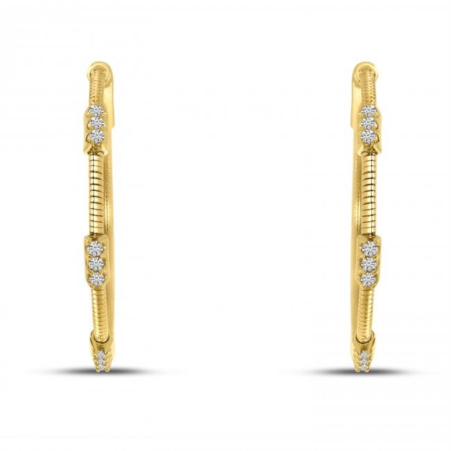Distinctive 14K Yellow Gold .27 cwt. DIamond Flex Hoop Earrings