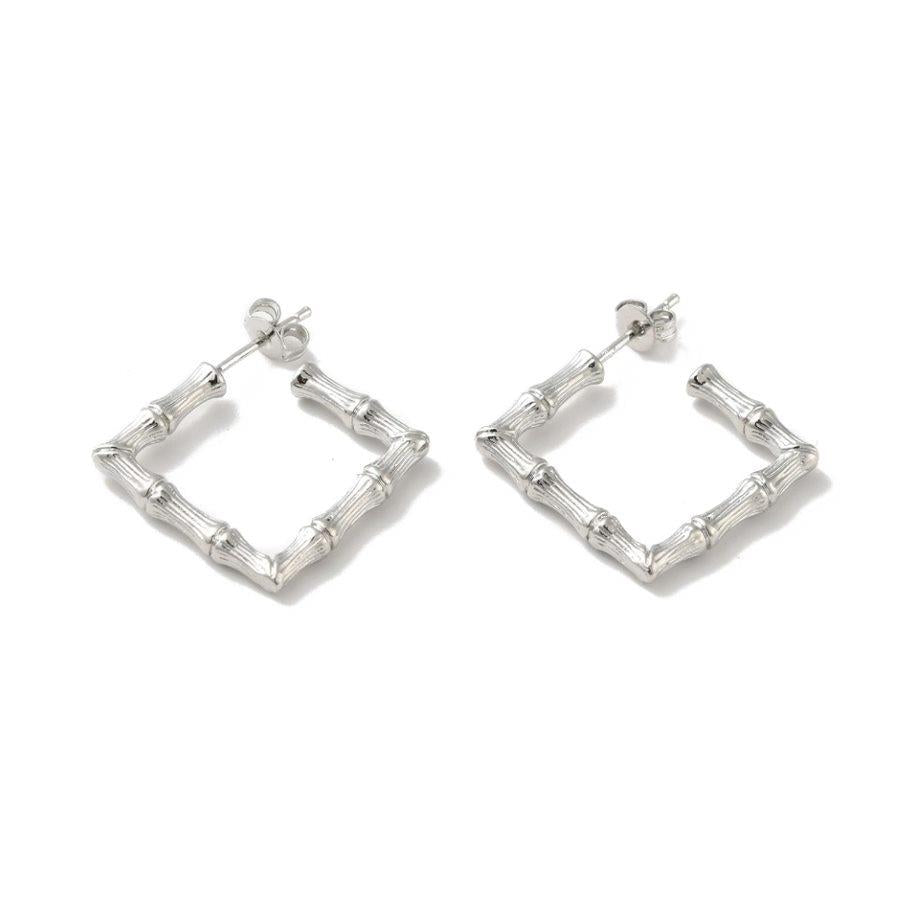 DKD Square Silver Bamboo Earring