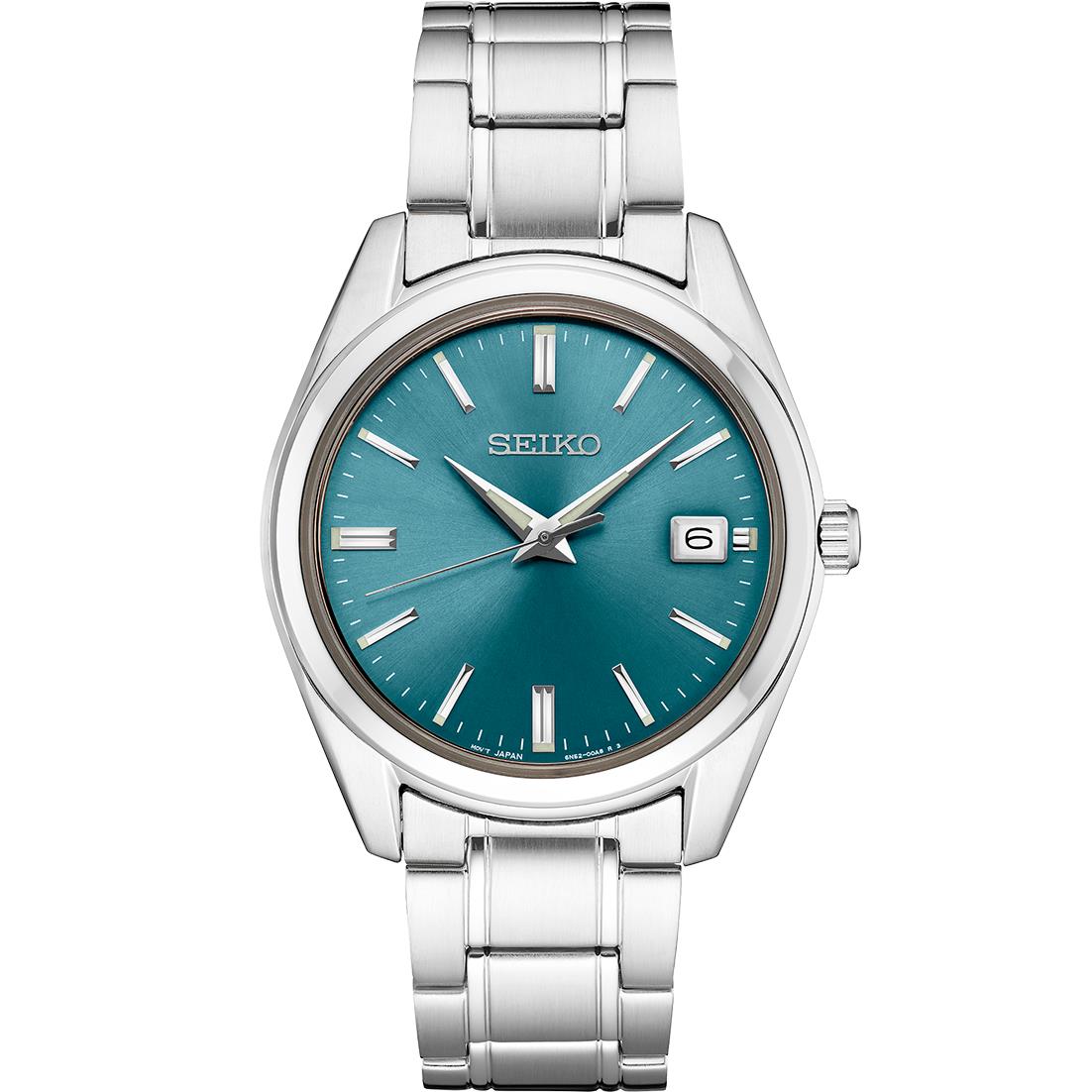 Seiko Men's Essentials SS Quartz Bright Ocean Blue Dial, SS bracelet