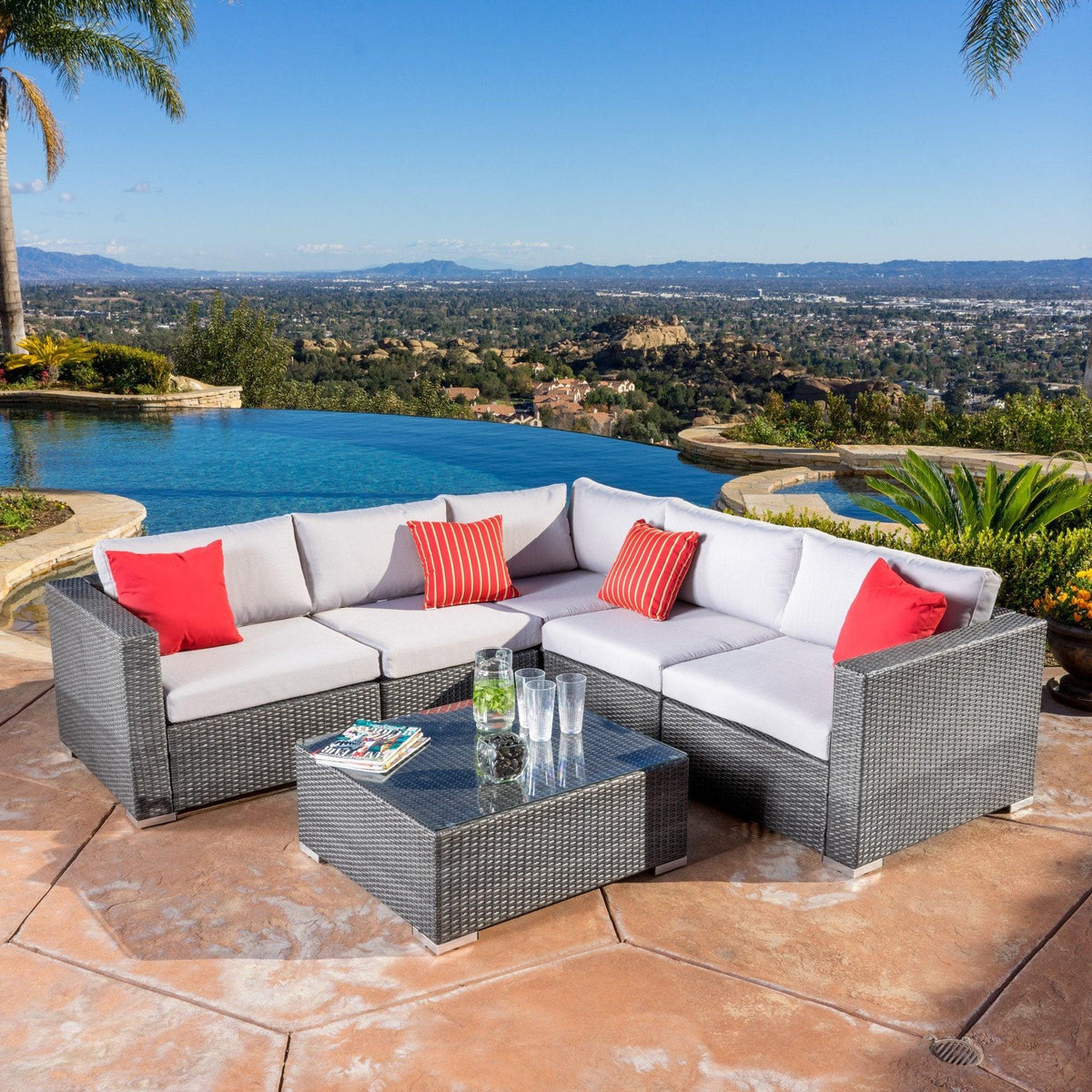 Stark Home Faviola 6Pc Outdoor Wicker Seating Sectional Set