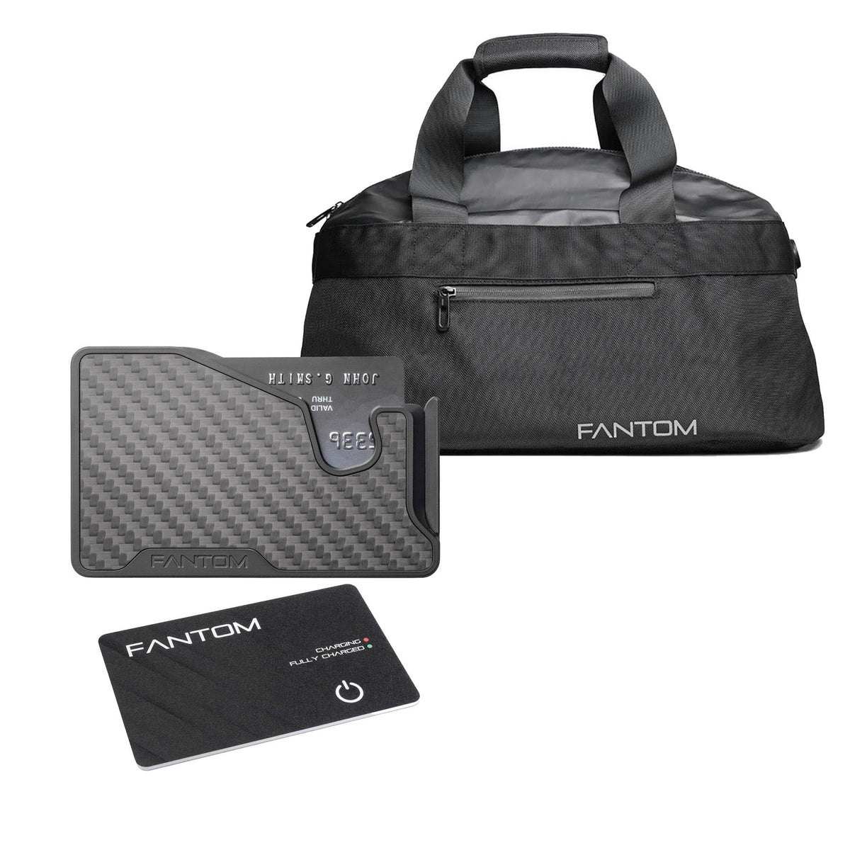 Fantom X Wallet, Carbon Fiber, Always On Card & Duffle Combo