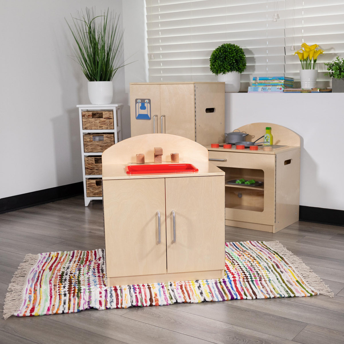 Flash Furniture Children's Wooden Kitchen Sink with Turnable Knobs