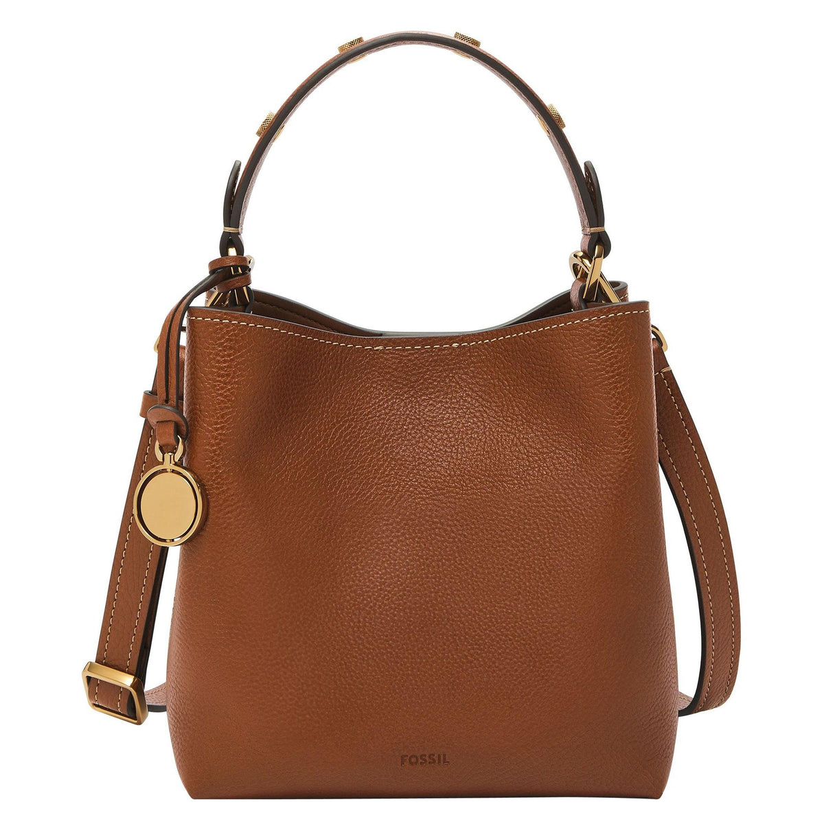 Fossil Jessie Leather Small Bucket Crossbody Bag Medium Brown