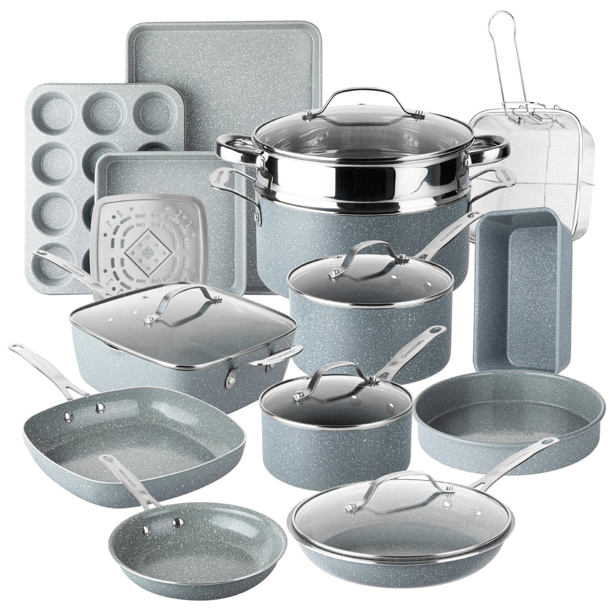 GraniteStone Cookware Ceraluxe Ceramic Cookware Set Size 20 Pieces