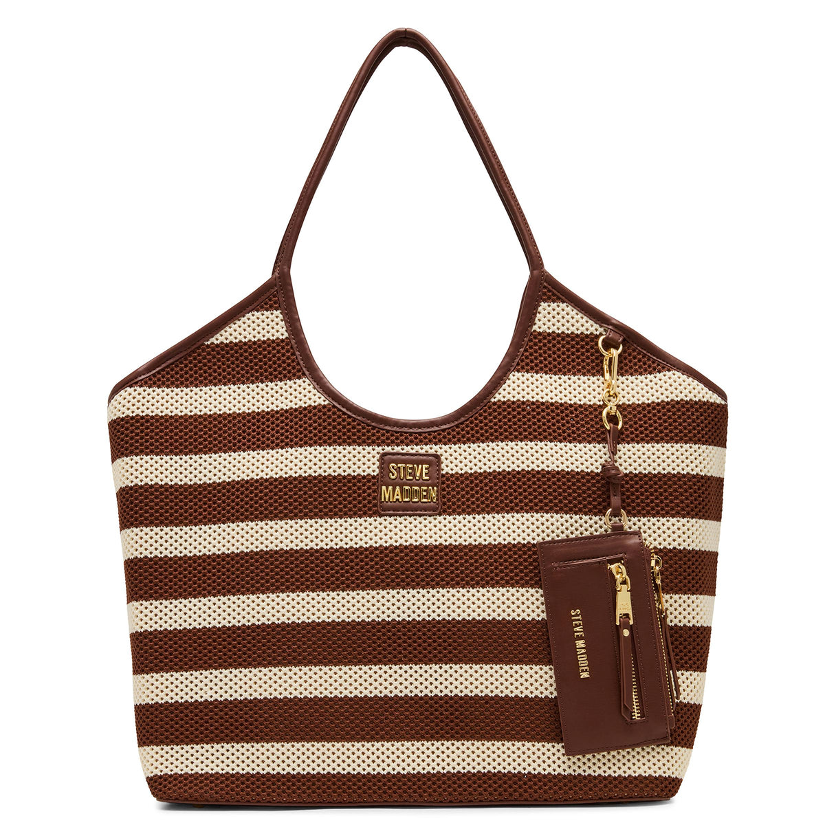 Steve Madden OCEANE Large Straw Tote - Chocolate Multi