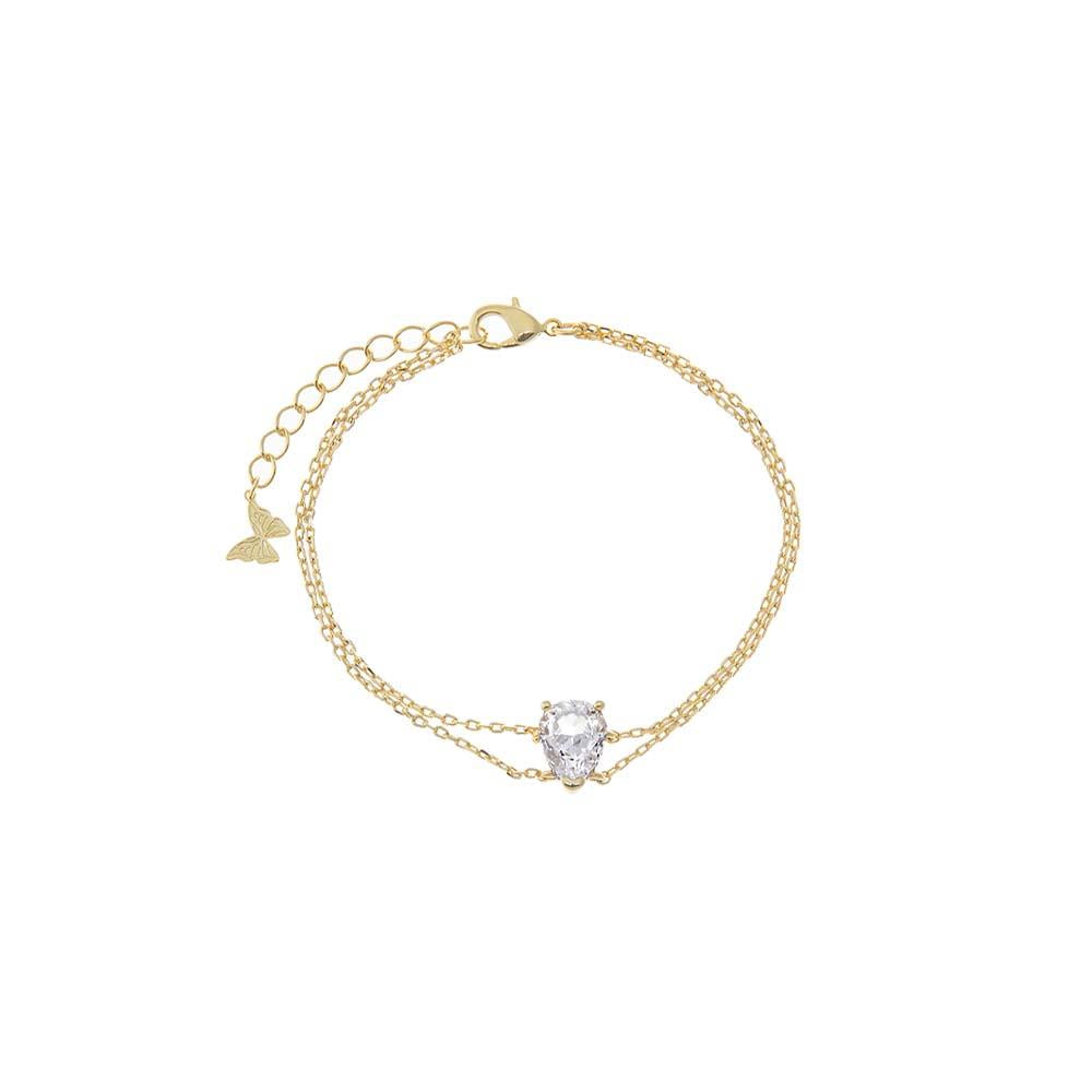 Adina Eden CZ Solitaire Double Cable Chain Bracelet
