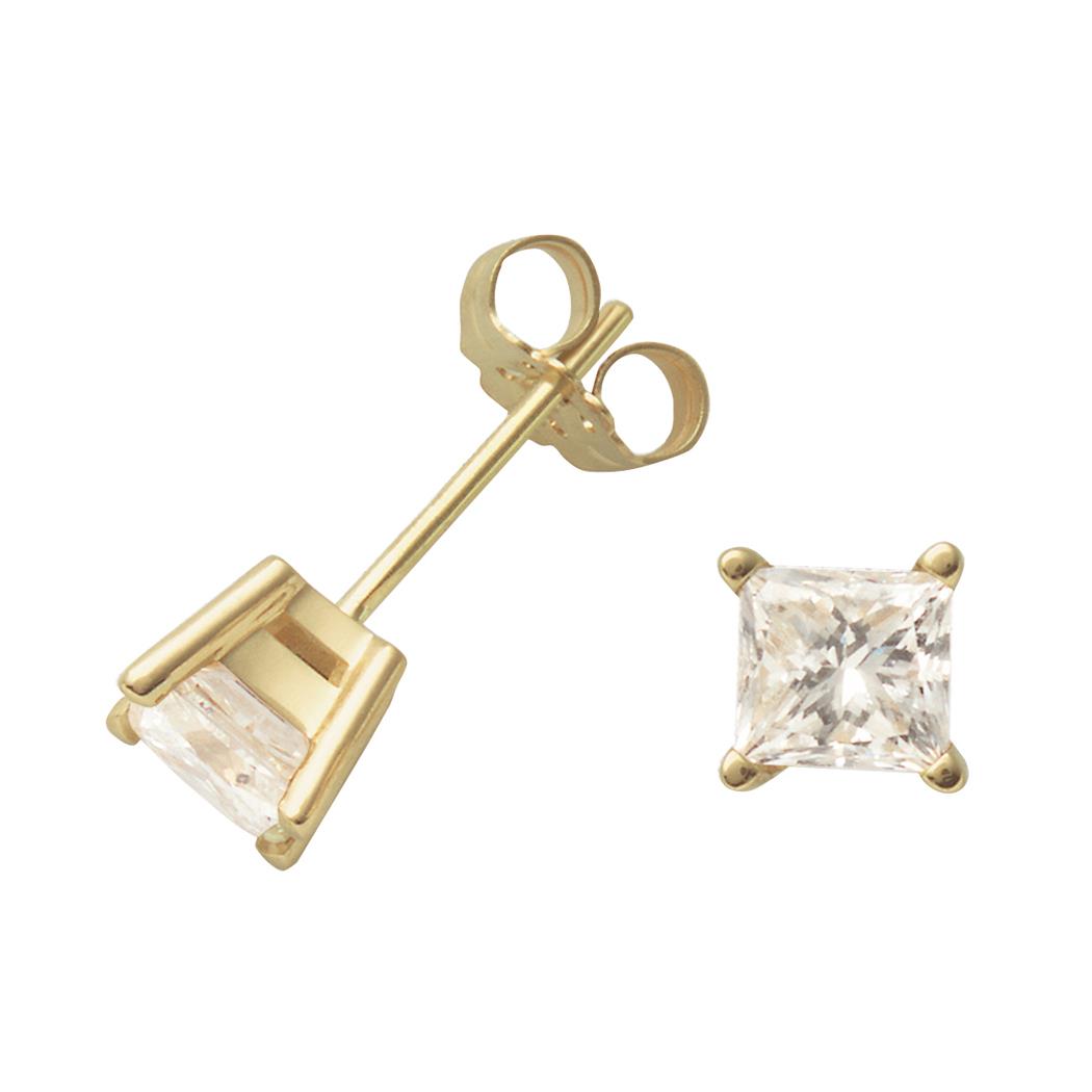 Jilco 14k Yellow Gold .50twt Princess Cut Diamond Earrings