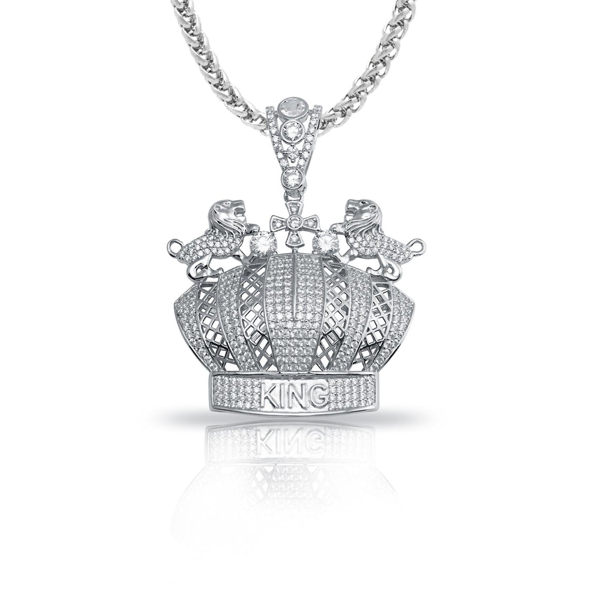 Infinity Luxe Jewelry Collection Mens Crown Kng CZ Pndnt chain