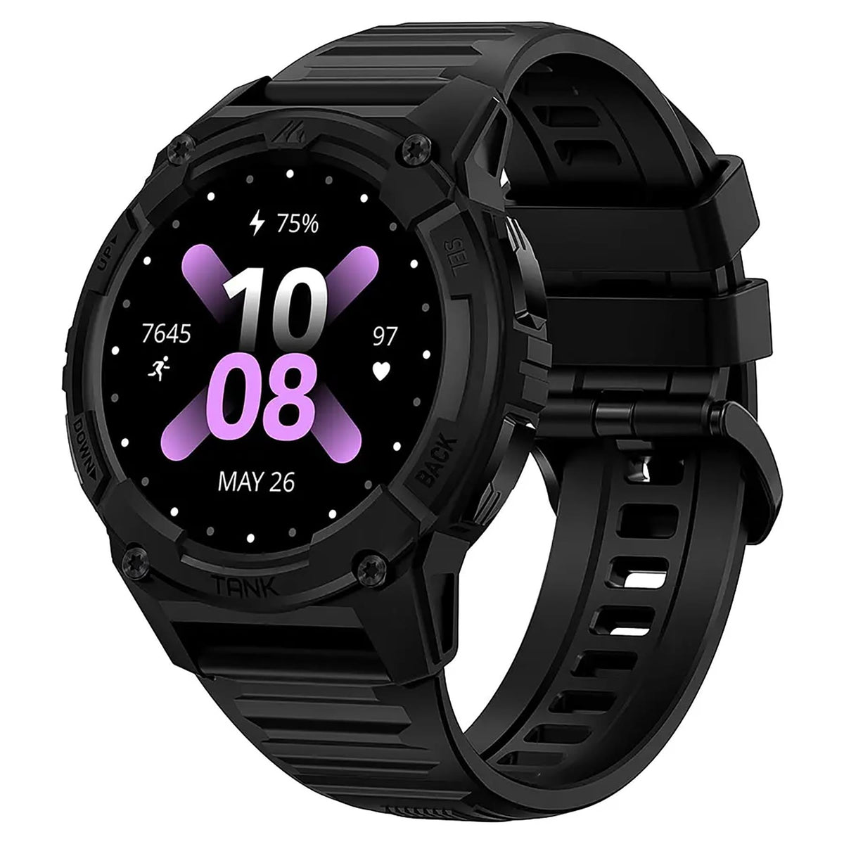KOSPET TANK S2 1.32-In. AMOLED GPS Smartwatch with Silicone Band Pink