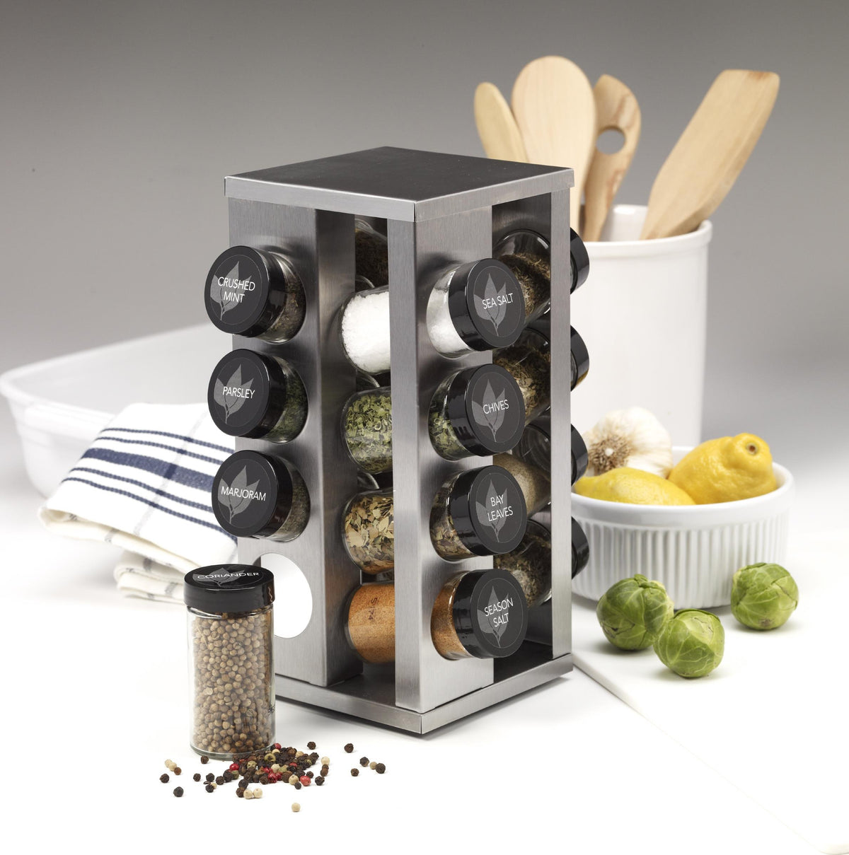 Kamenstein 16-Jar Revolving Countertop Spice Rack with Free Spice Refills for 5 Years