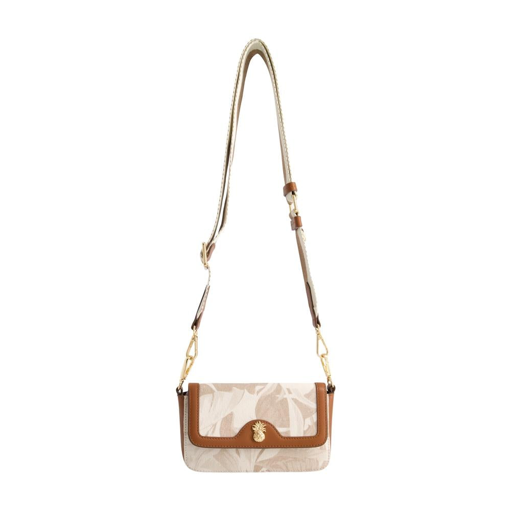 Tommy Bahama Handbags Leather Trim Floral Double Crossbody Size 5.5"