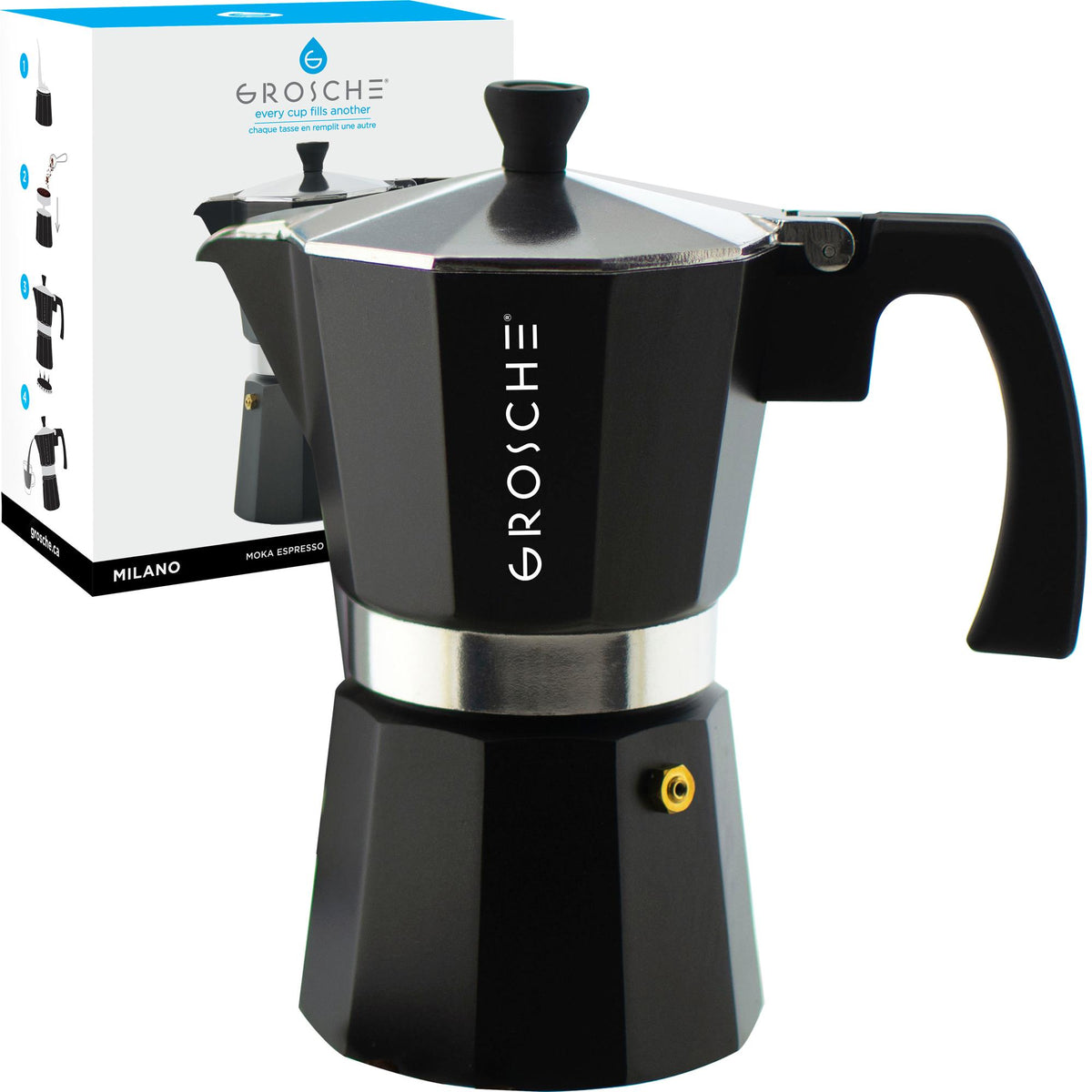 Grosche Milano Stovetop Espresso Maker Red