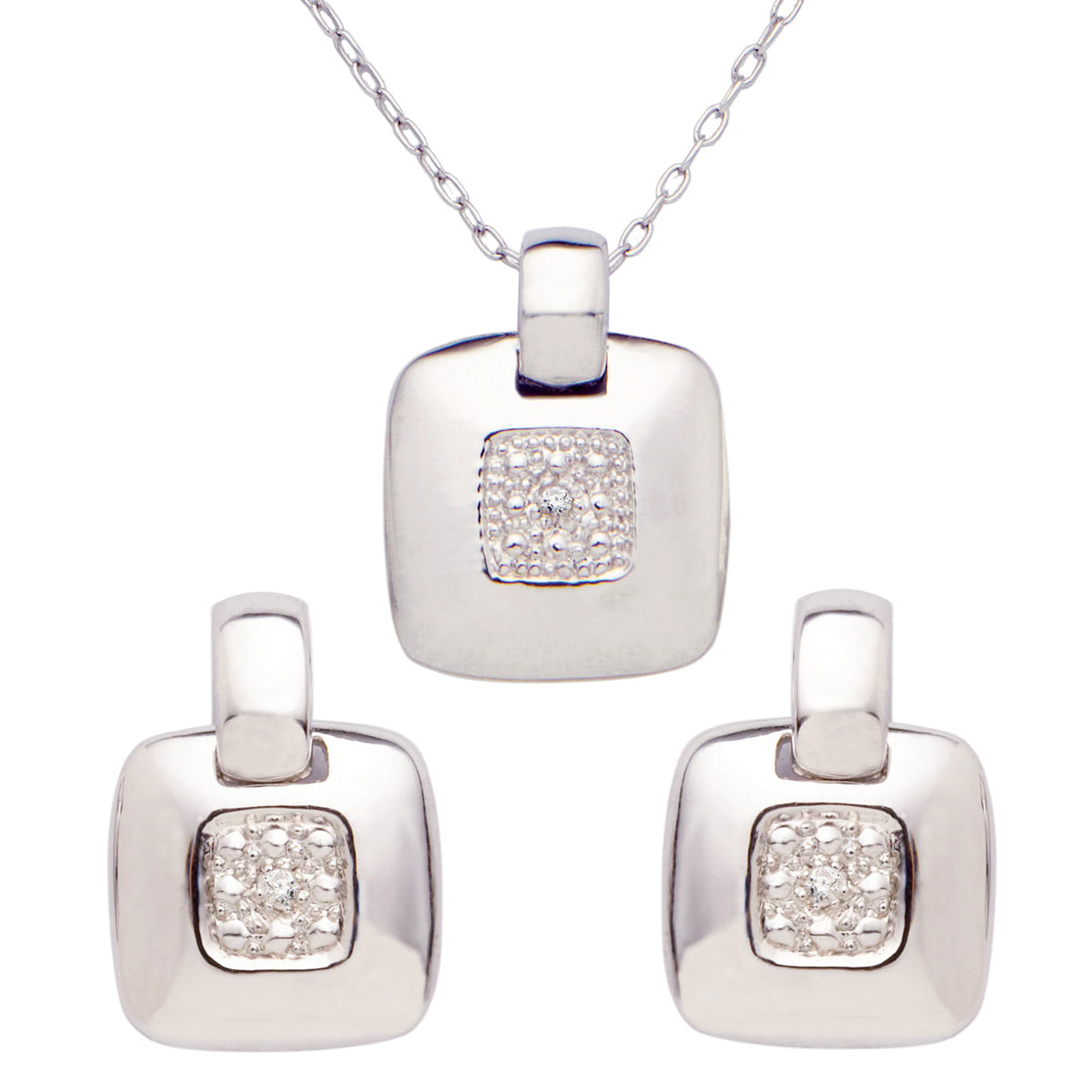 Jilco Inc Diamond Earring & Necklace Set