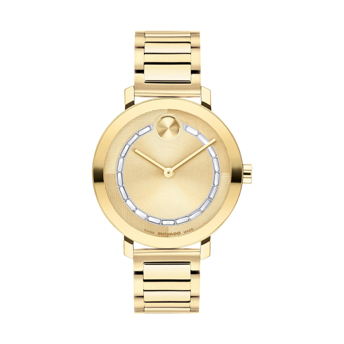Movado Ladies BOLD Evolution 2.0 Gold-Tone Crystal Stainless Steel Watch Gold Dial