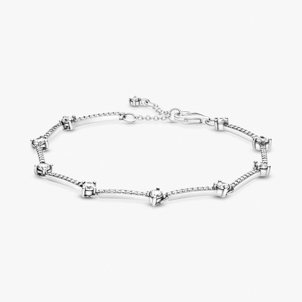 Pandora Sparkling Pav Bars Bracelet Size 7.9"