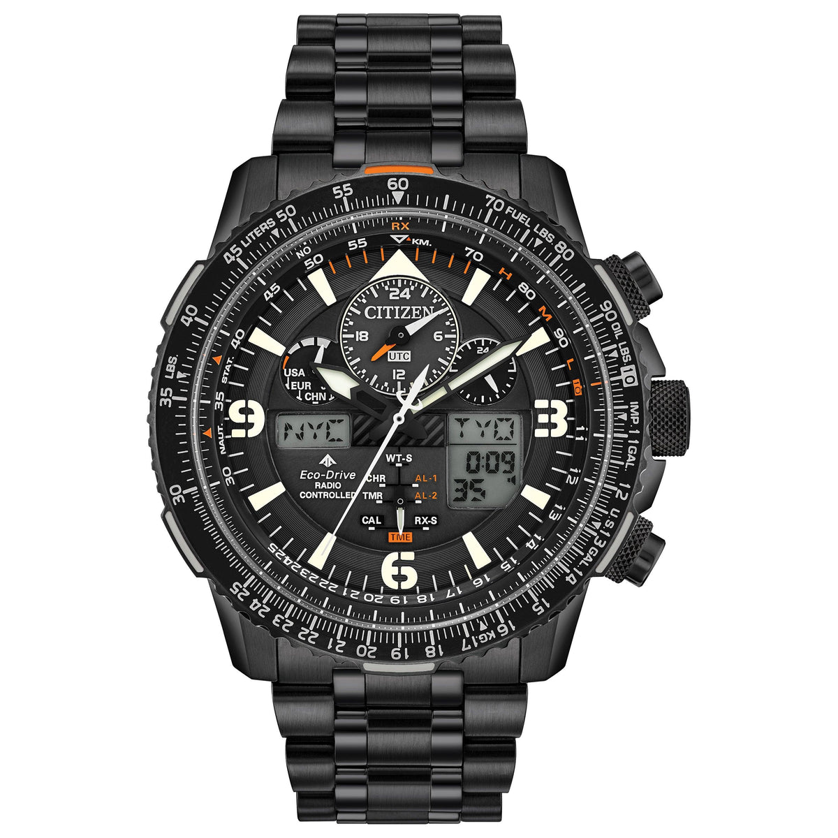 Citizen Men's Promaster Skyhawk A-T Eco-Drive Black IP Stainless Steel Watch Black Dial