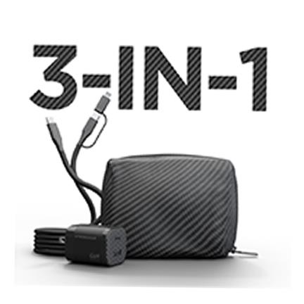 HYPERCEL HyperGear TechCessories - 30W USB-C PD Charging Kit with Travel Pouch, Carbon Fiber