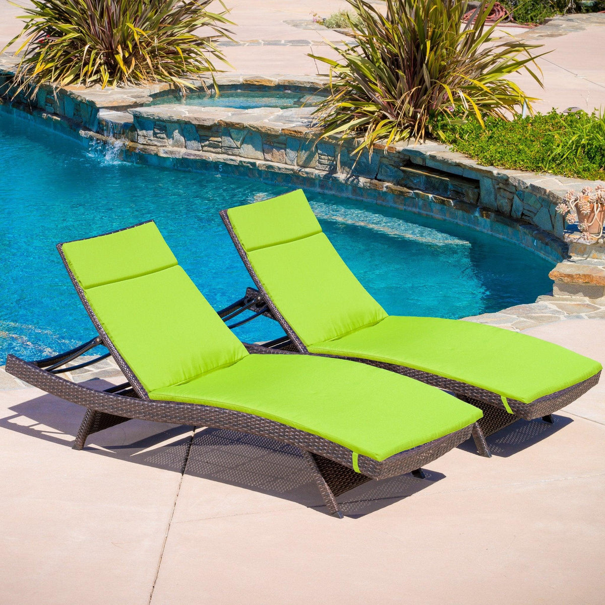 Stark Home Salem Outdoor Adjustable Loungers & Cushions (2)