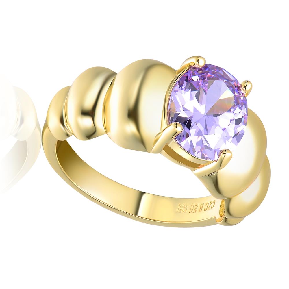 GENEVIVE 14K Gold Plated Purple Statement Ring Size 8