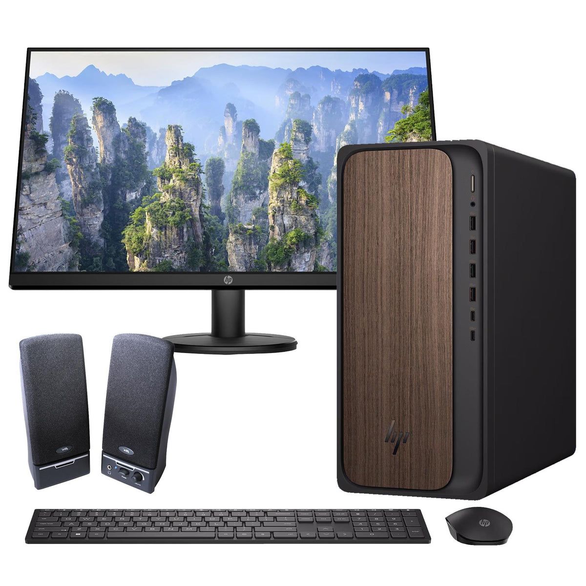 Hewlett Packard OmniDesk Desktop AI Computer + 27" Monitor and speakers