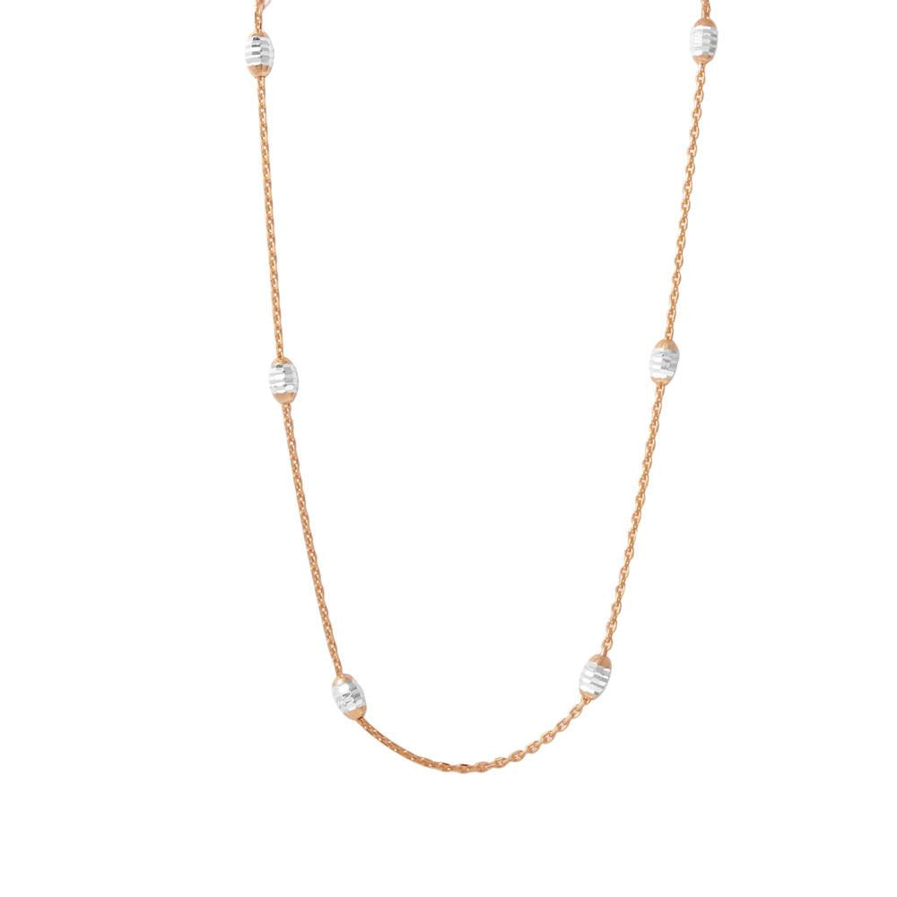 PARIKHS 36" Diamond Cut Oval Rose Gold Plated Italian Necklace in 925 Sterling Silver